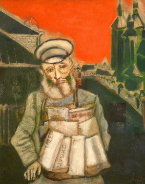 Marc Chagall Painting - Vendedor de periódicos contemporáneo Marc Chagall